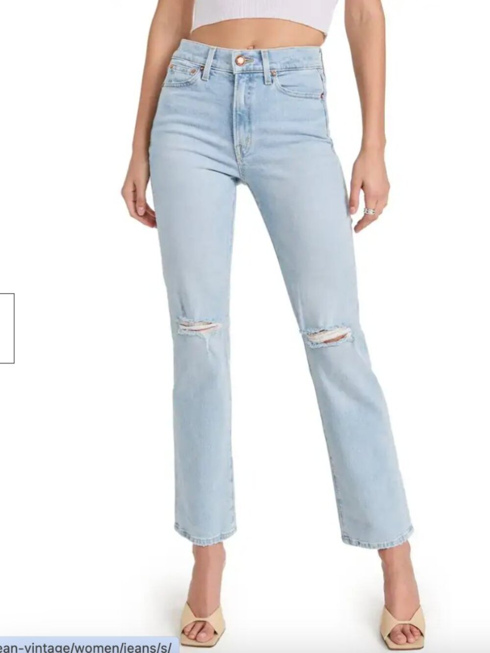 AYR the sugar jeans Light Blue Straight Leg Distressed Jeans 27 short 90's